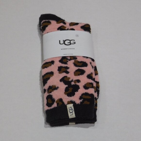 NWT Ugg Pink Animal Print Socks One Size - Picture 1 of 1